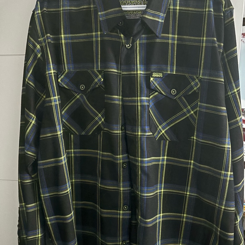 Dixxon Black and Yellow Plaid Button-Up Shirt